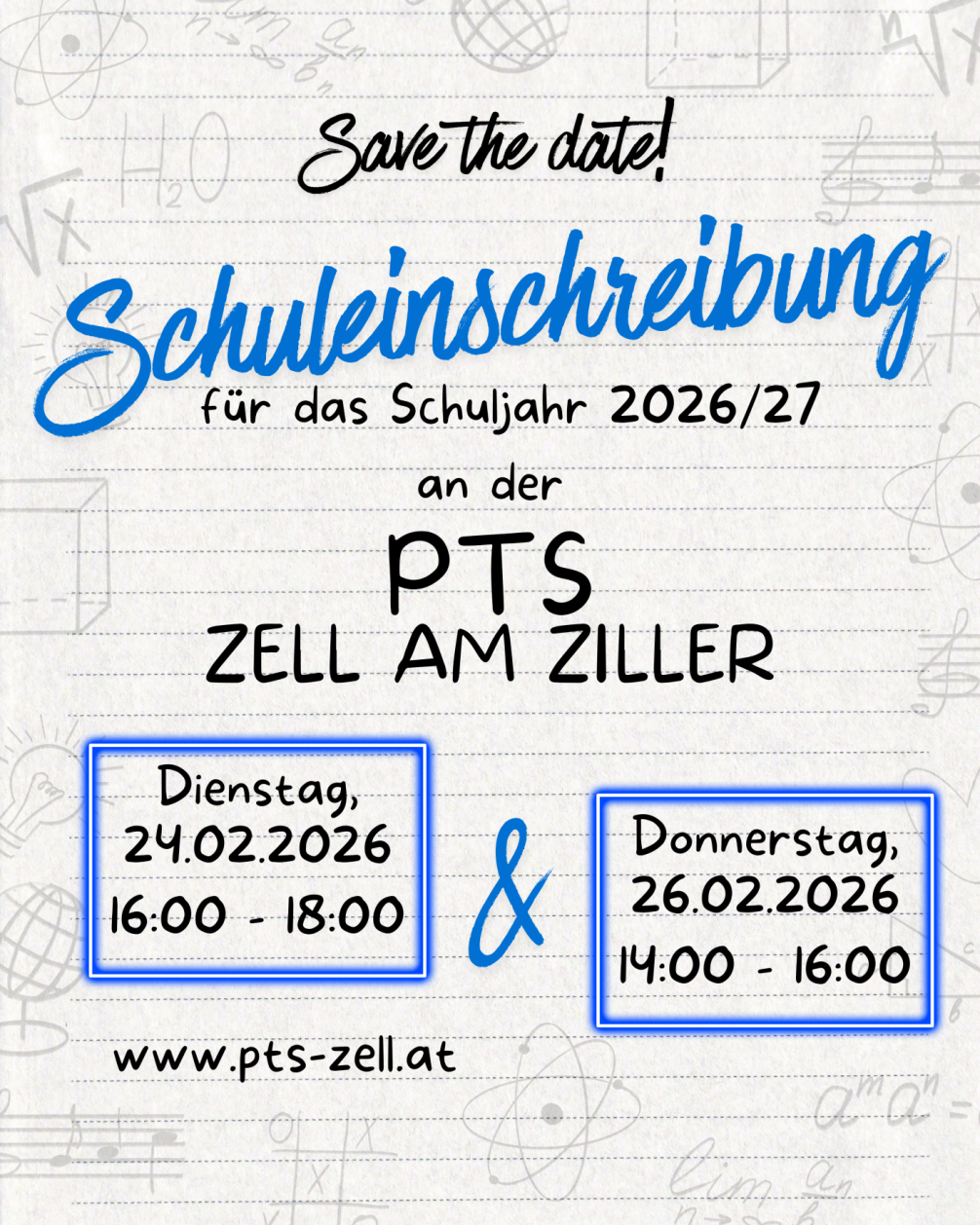 Plakat Schuleinschreibung mit allen wichtigen Informationen